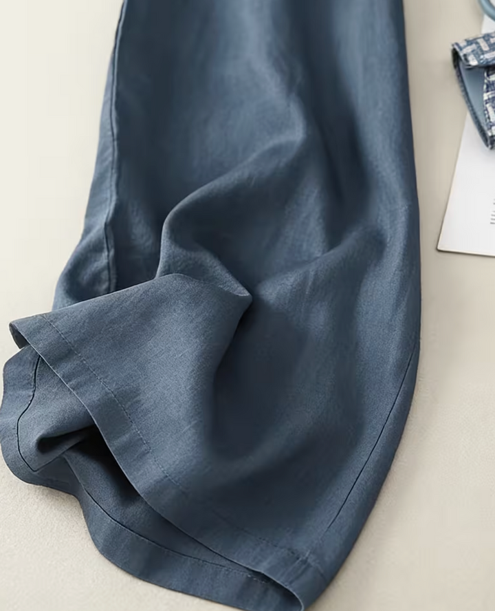 PANTALONS EN LIN À JAMBES LARGES POUR FEMMES