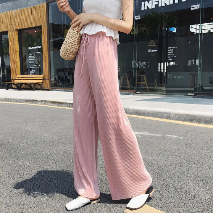 PANTALONS PLISÉS À JAMBES LARGES POUR FEMMES