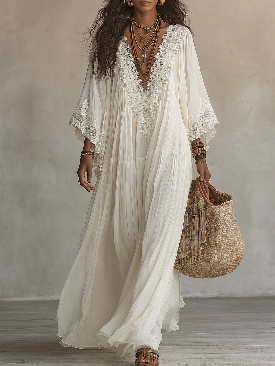 ÉLÉGANTE ROBE MAXI EN DENTELLE POUR FEMMES