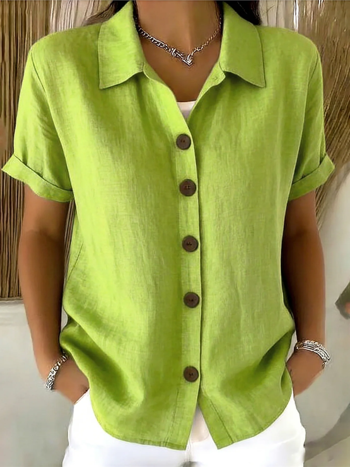 CHEMISE À MANCHES COURTES AVEC COL POUR FEMMES