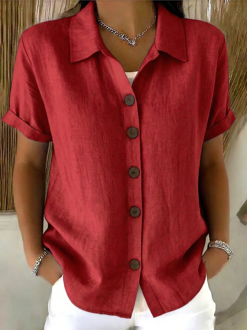 CHEMISE À MANCHES COURTES AVEC COL POUR FEMMES