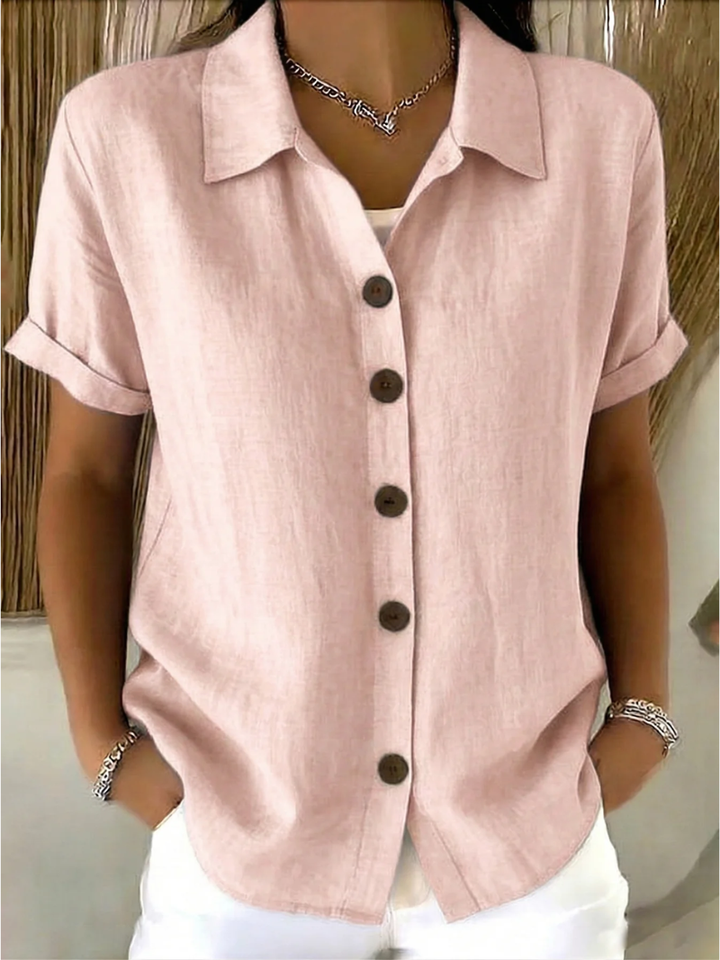 CHEMISE À MANCHES COURTES AVEC COL POUR FEMMES