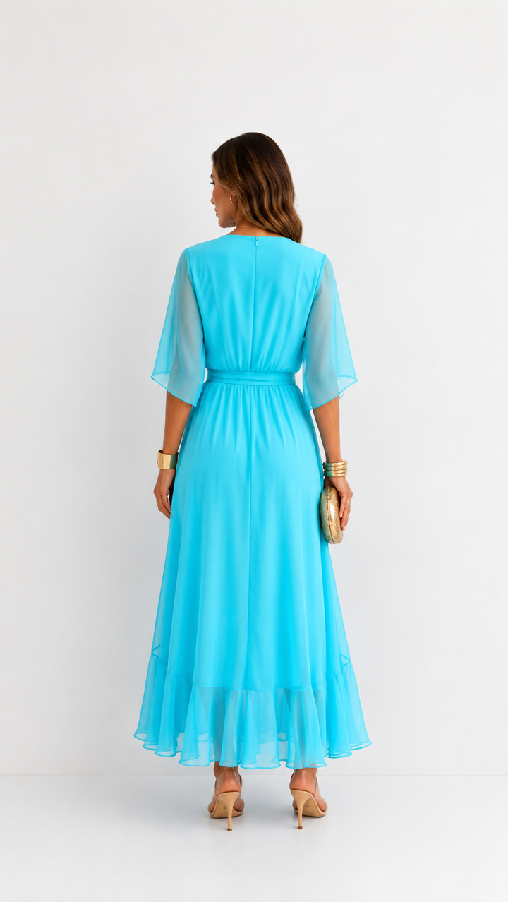 ROBE EN CHIFFON À ENVELOPPER POUR FEMMES