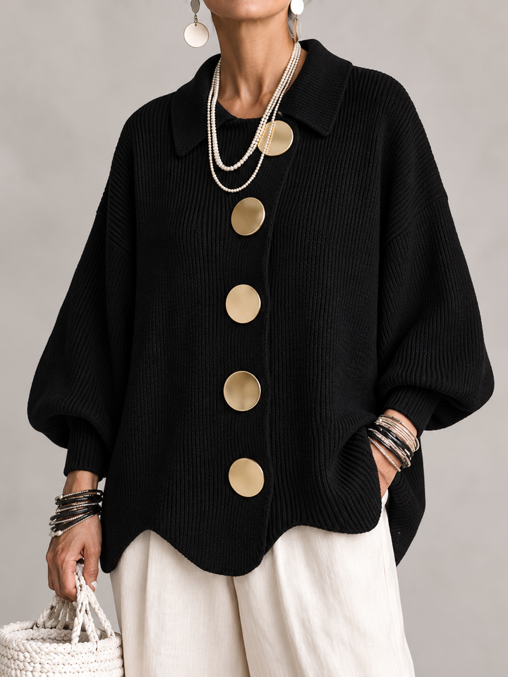 GILET EN TRICOTÉE À COL OVERSIZE POUR FEMMES