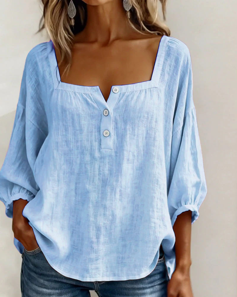 BLOUSE À COL CARRE POUR FEMMES