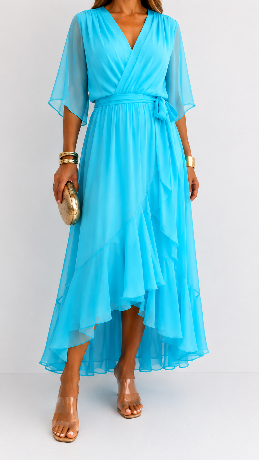 ROBE EN CHIFFON À ENVELOPPER POUR FEMMES