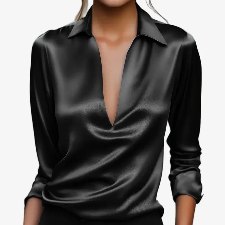 BLOUSE SATINÉE ÉLÉGANTE POUR FEMMES
