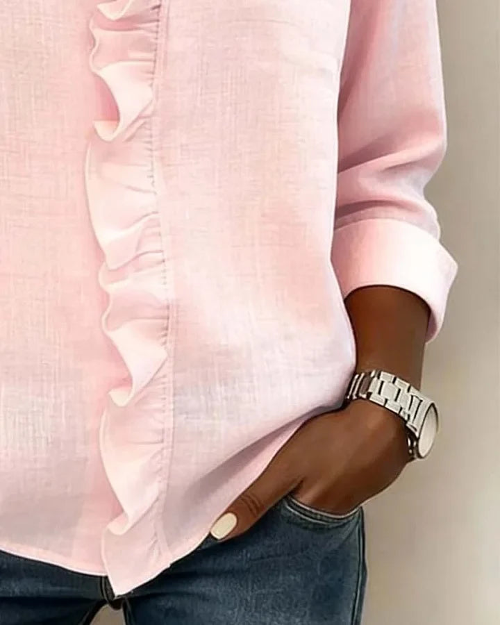 BLOUSE À COL VOLANTÉ EN V POUR FEMMES