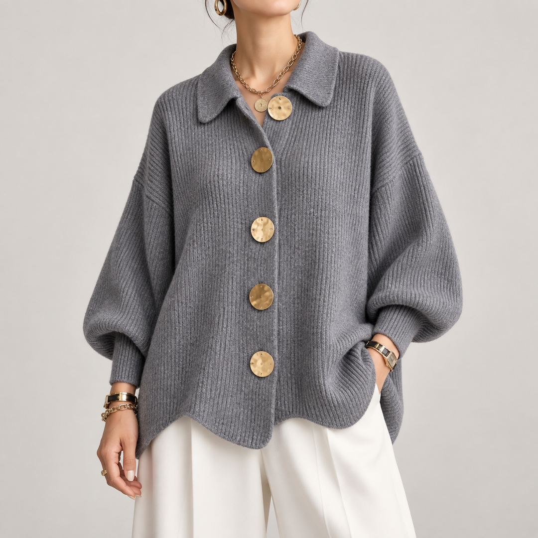 GILET EN TRICOTÉE À COL OVERSIZE POUR FEMMES