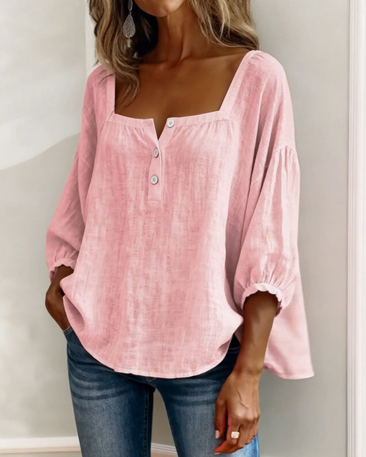 BLOUSE À COL CARRE POUR FEMMES
