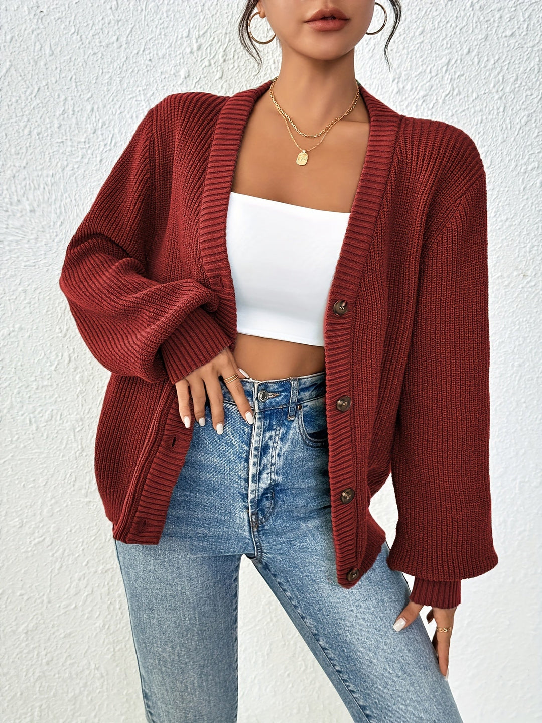 GILET À COL EN V BOUTONNÉ POUR FEMMES