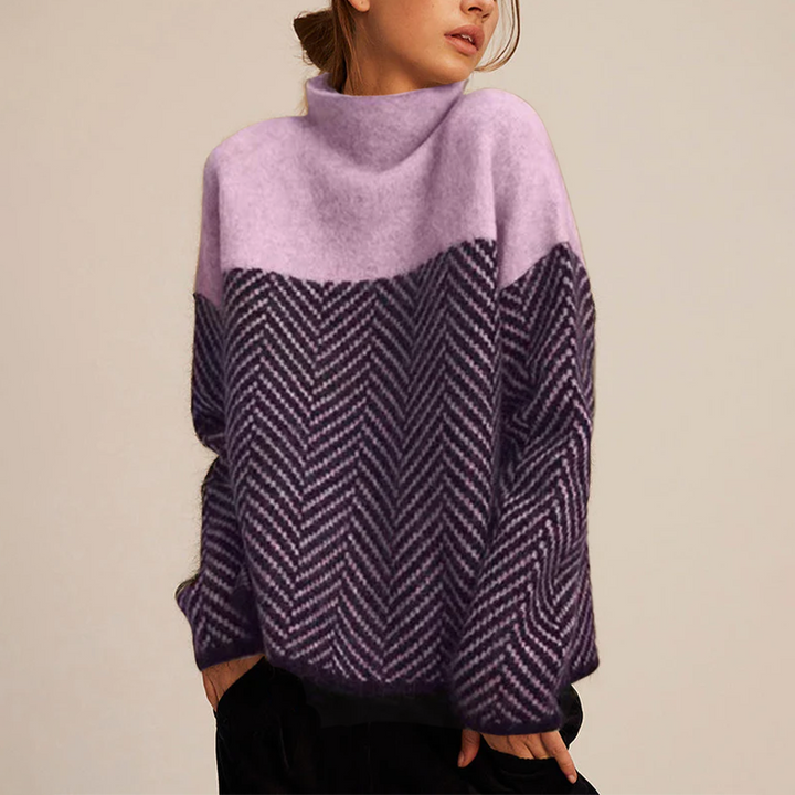 PULL GRAPHIQUE CONTRASTÉ POUR FEMMES