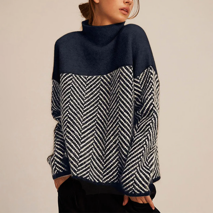PULL GRAPHIQUE CONTRASTÉ POUR FEMMES