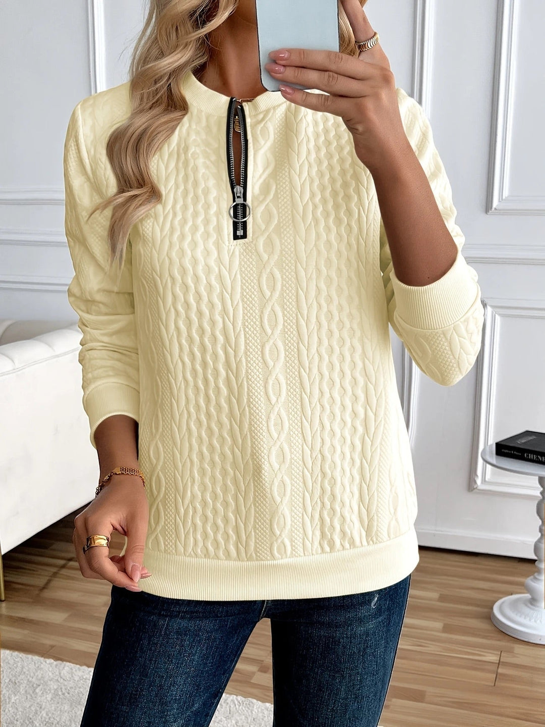 SWEAT TEXTURÉ ZIPPÉ POUR FEMMES