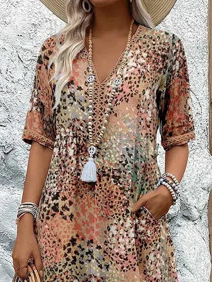 ROBE MIDI IMPRIMÉE CLASSIQUE POUR FEMME