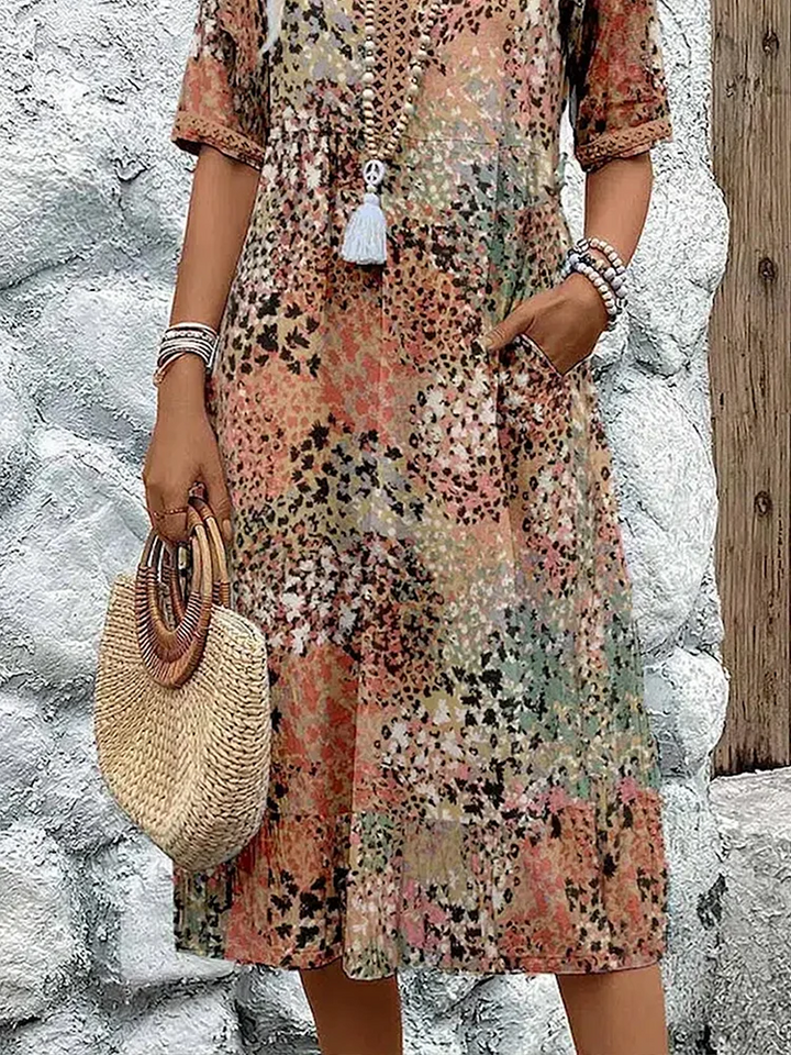 ROBE MIDI IMPRIMÉE CLASSIQUE POUR FEMME