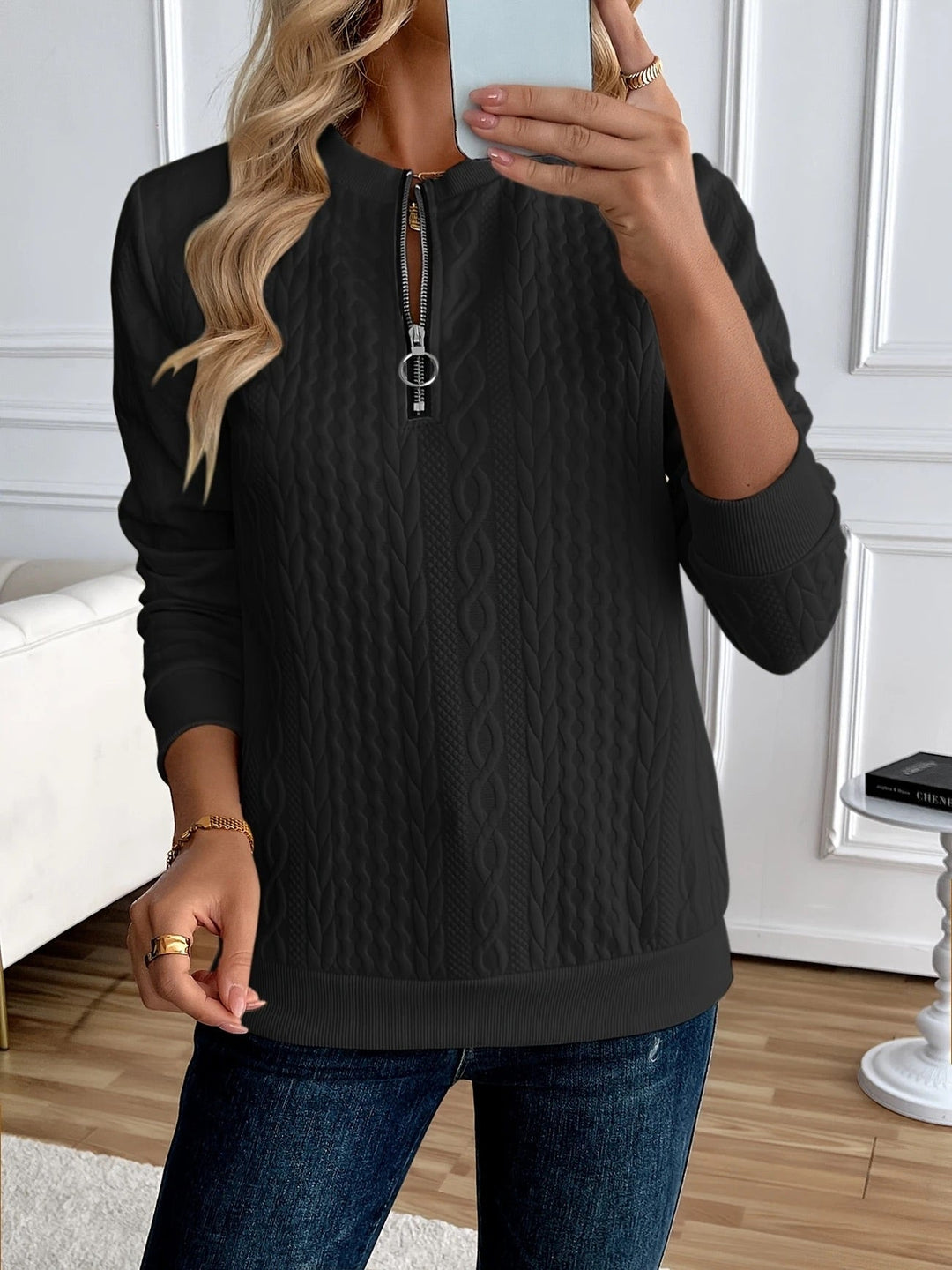 SWEAT ZIPPÉ TEXTURÉ POUR FEMMES