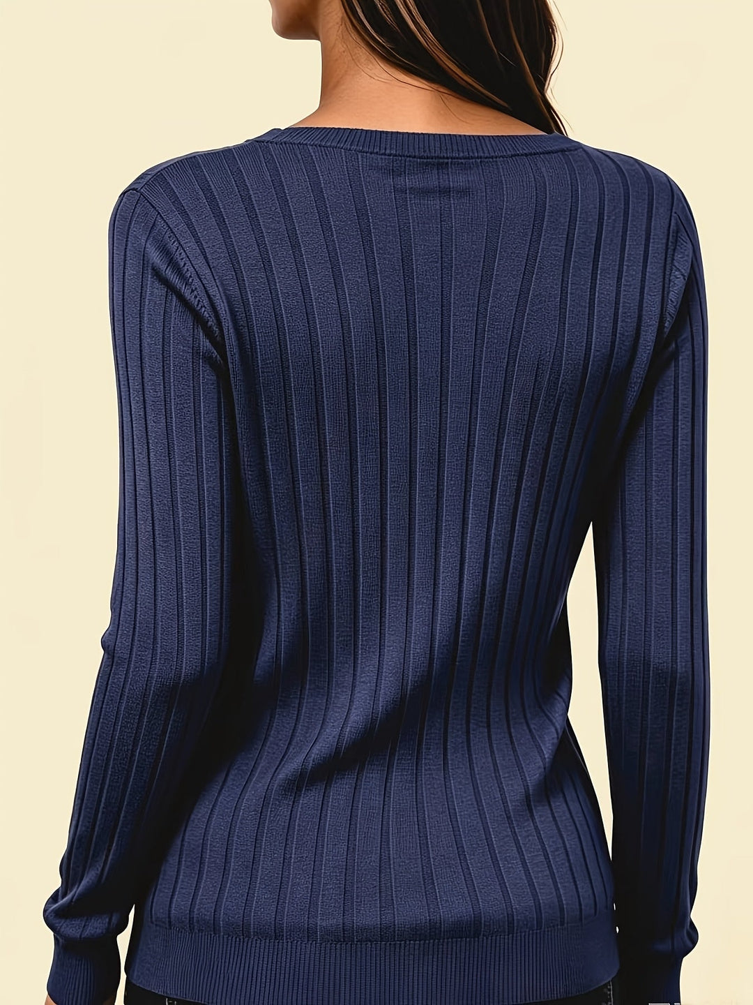 PULL CÔTELÉ COL V POUR FEMMES