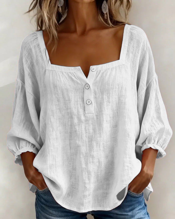 BLOUSE À COL CARRE POUR FEMMES