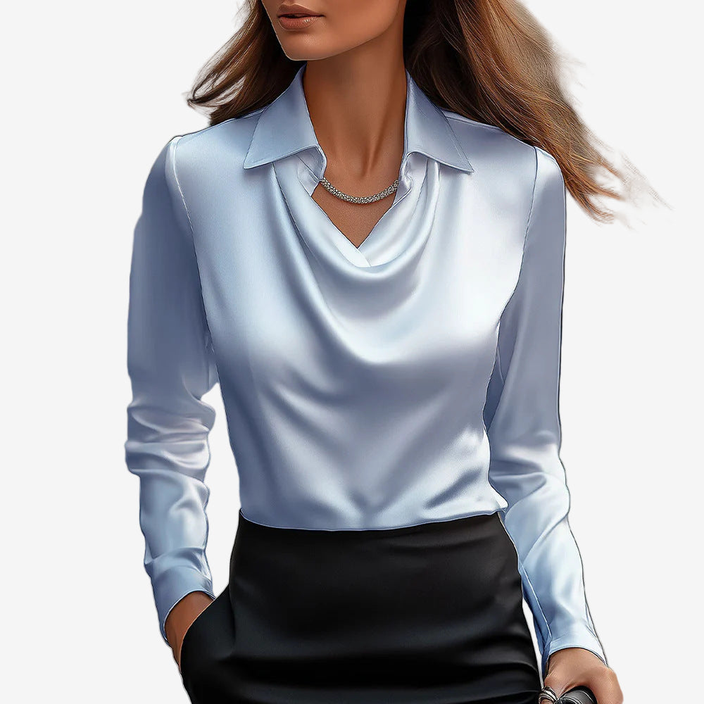 BLOUSE DRAPÉE COL COWL POUR FEMMES