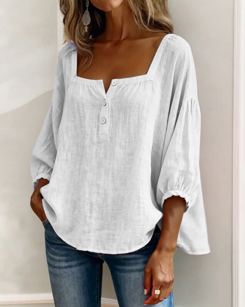BLOUSE À COL CARRE POUR FEMMES