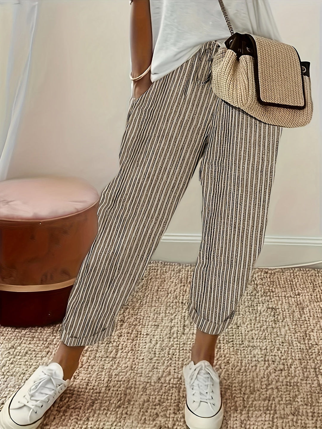 PANTALONS LARGES À RAYURES POUR FEMMES