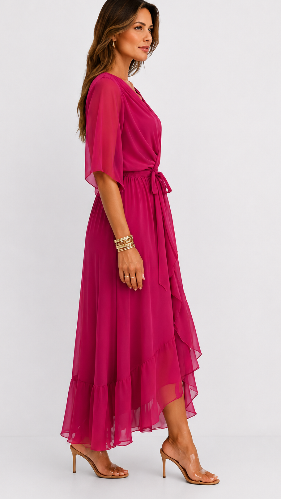 ROBE EN CHIFFON À ENVELOPPER POUR FEMMES