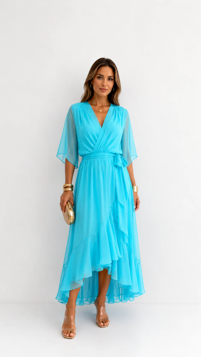 ROBE EN CHIFFON À ENVELOPPER POUR FEMMES