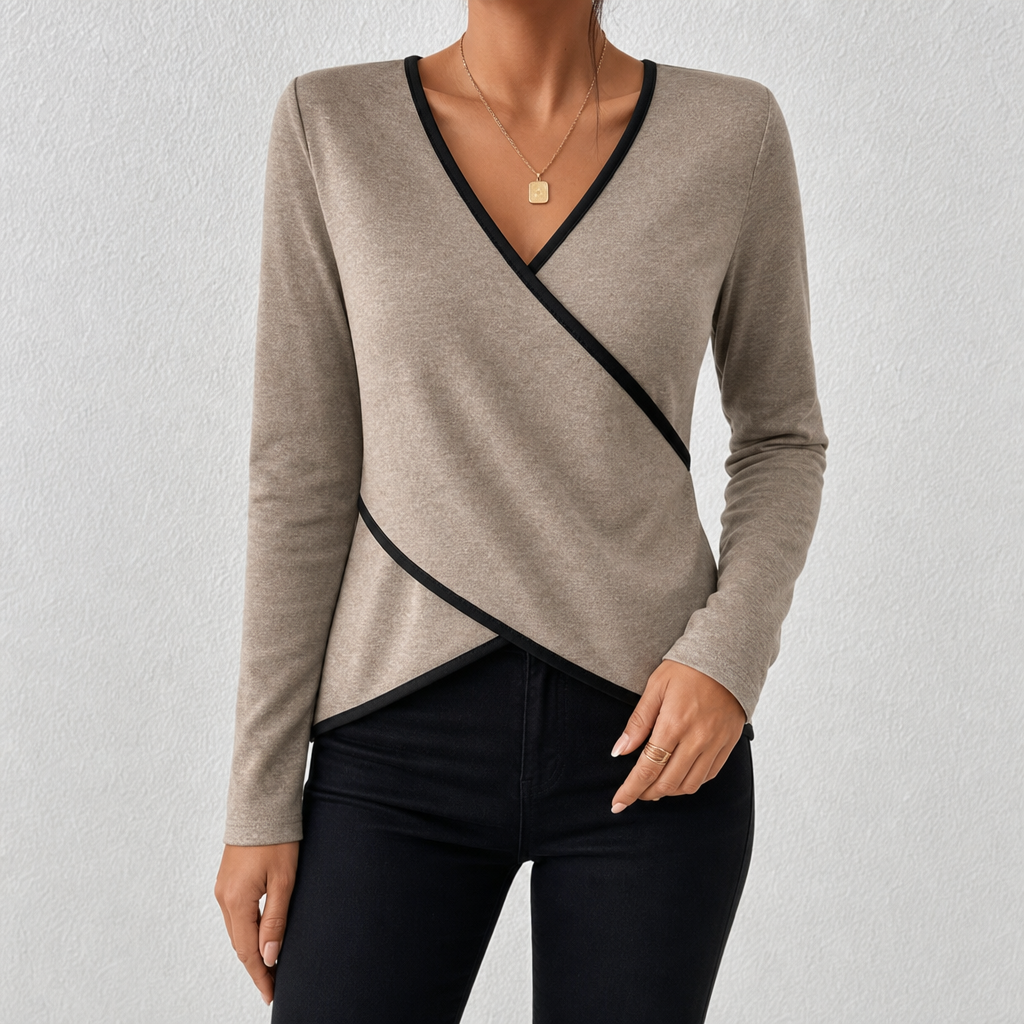 PULL AJUSTÉ À COL EN V POUR FEMMES