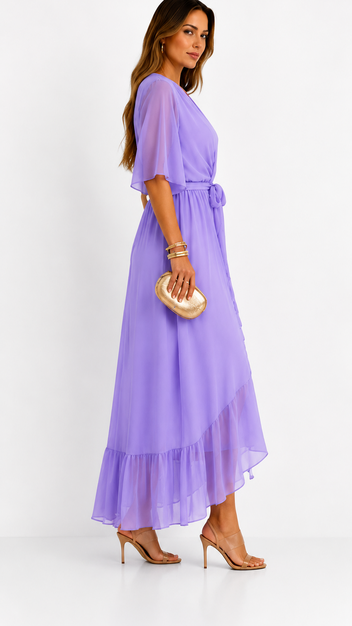 ROBE EN CHIFFON À ENVELOPPER POUR FEMMES