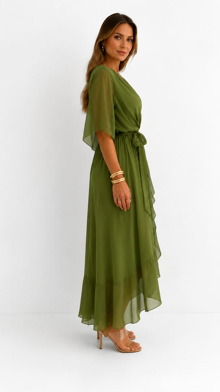 ROBE EN CHIFFON À ENVELOPPER POUR FEMMES