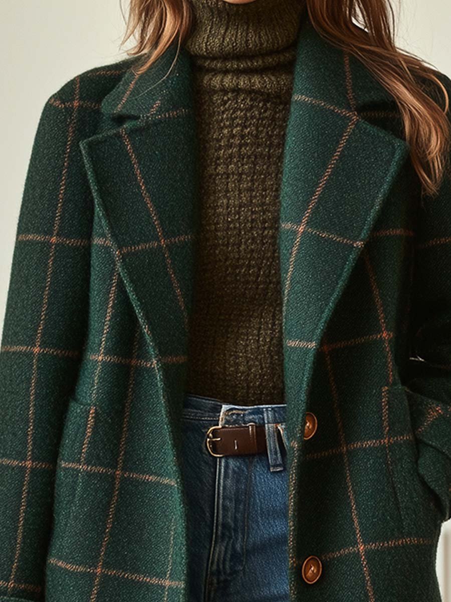MANTEAU À CARREAUX POUR FEMMES