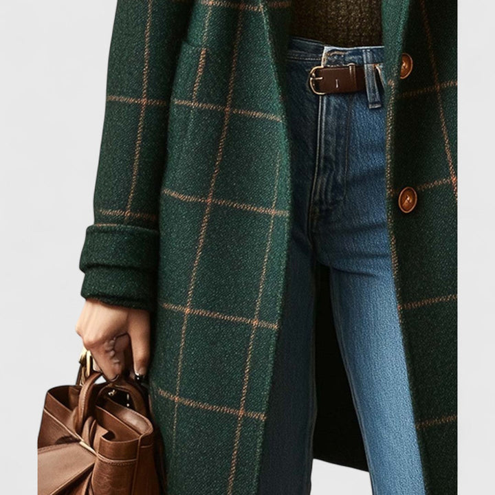 MANTEAU À CARREAUX À COUPE DROITE POUR FEMMES