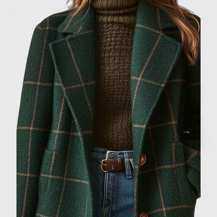 MANTEAU À CARREAUX À COUPE DROITE POUR FEMMES