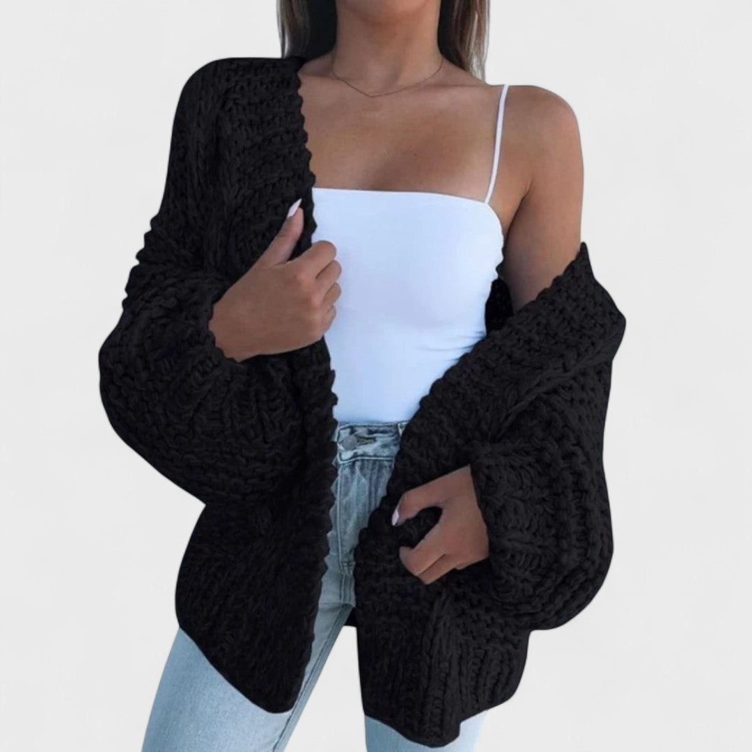 Eleanor - Pohodlný volný kardigan z hrubé příze