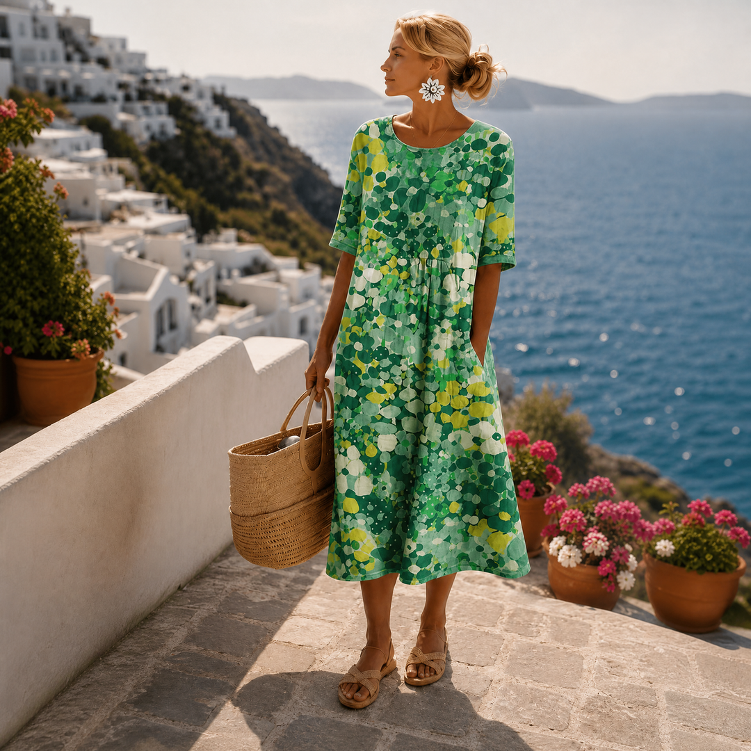 ROBE MIDI FLEURIE ÉLÉGANTE POUR FEMMES