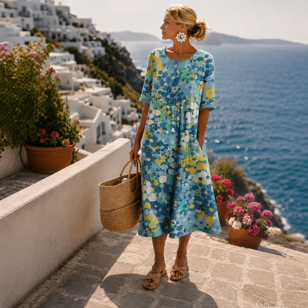 ROBE MIDI FLEURIE ÉLÉGANTE POUR FEMMES
