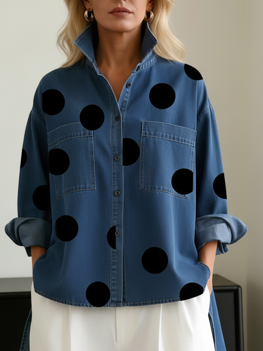CHEMISE OVERSIZE À POIS POUR FEMMES