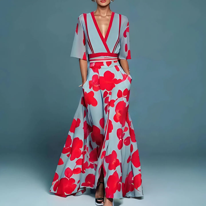 ROBE FLORALE COL V POUR FEMMES