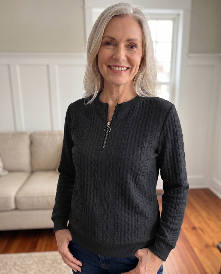 SWEAT TEXTURÉ ZIPPÉ POUR FEMMES