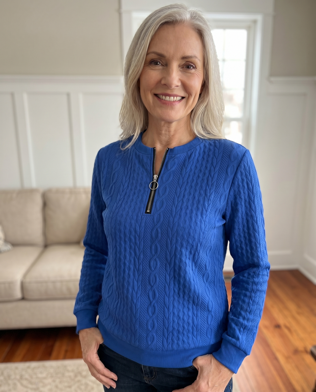 SWEAT TEXTURÉ ZIPPÉ POUR FEMMES