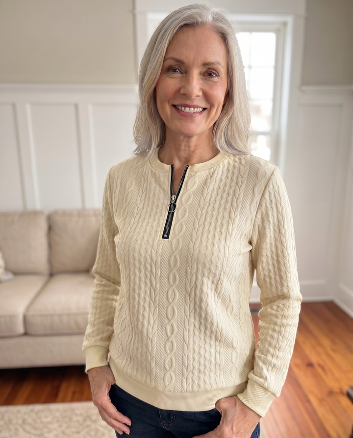 SWEAT TEXTURÉ ZIPPÉ POUR FEMMES