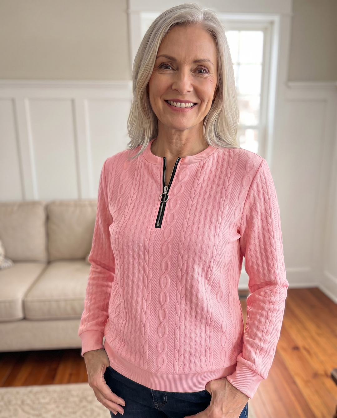 SWEAT TEXTURÉ ZIPPÉ POUR FEMMES
