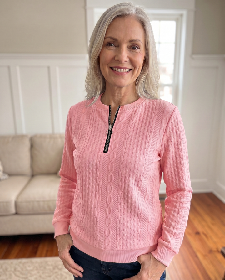 SWEAT TEXTURÉ ZIPPÉ POUR FEMMES