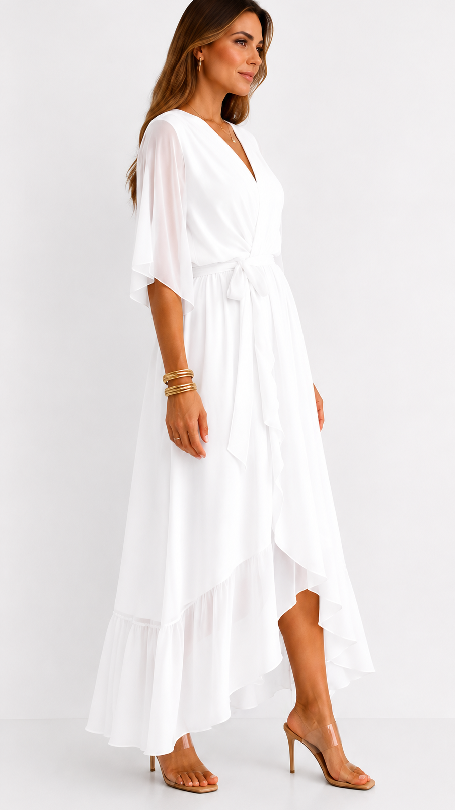 ROBE EN CHIFFON À ENVELOPPER POUR FEMMES