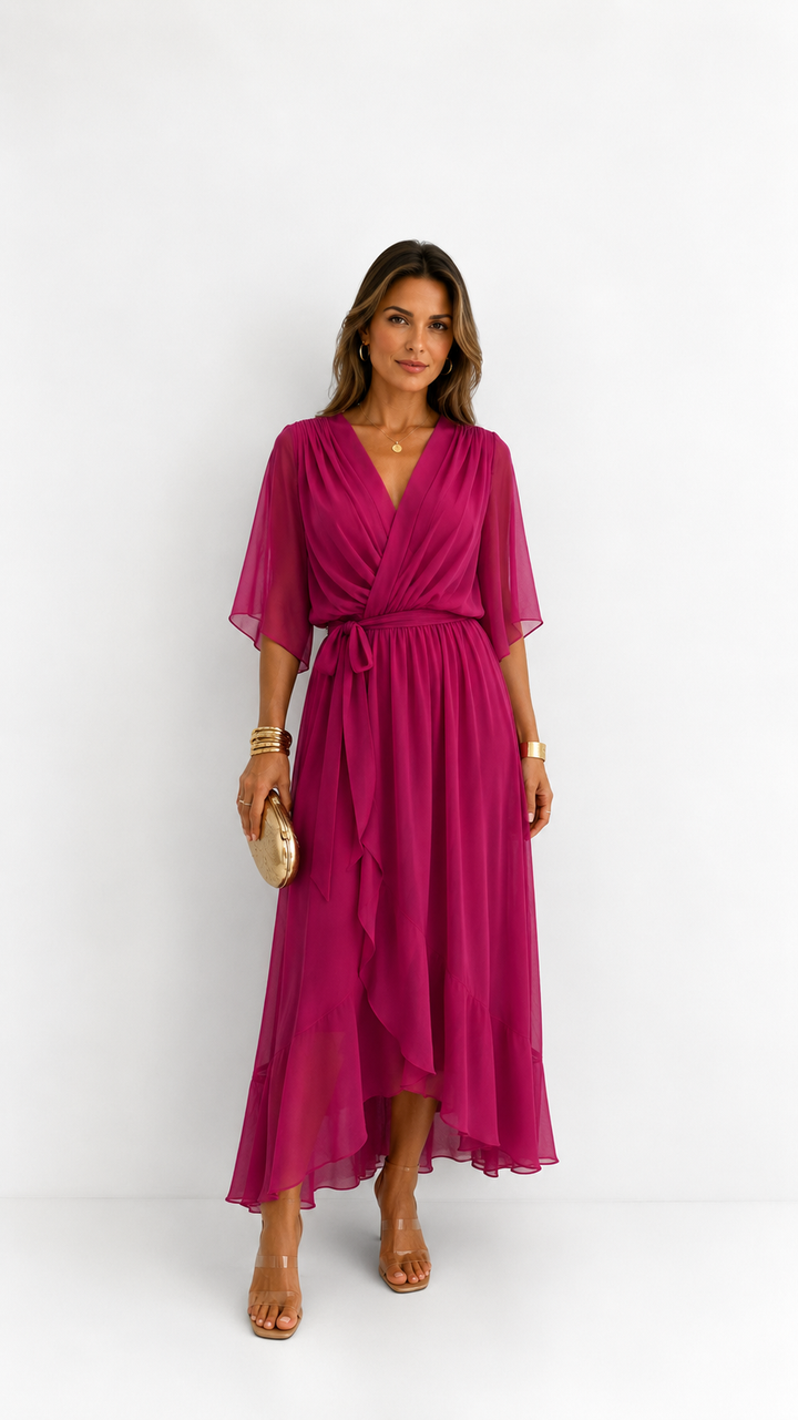 ROBE EN CHIFFON À ENVELOPPER POUR FEMMES