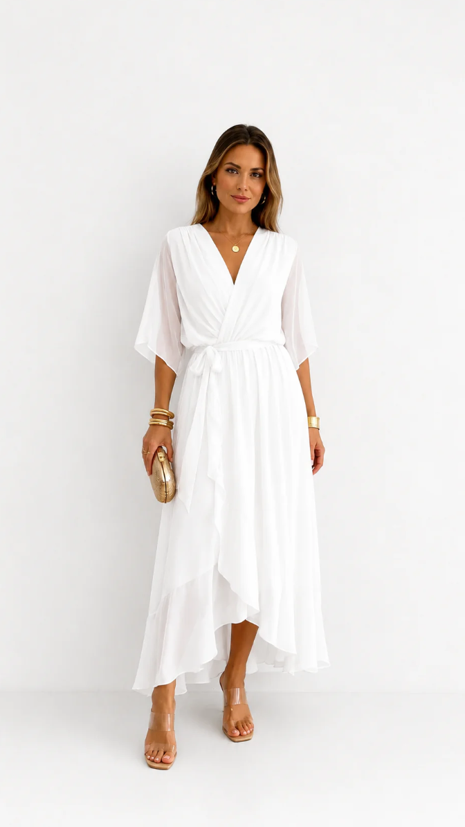 ROBE EN CHIFFON À ENVELOPPER POUR FEMMES
