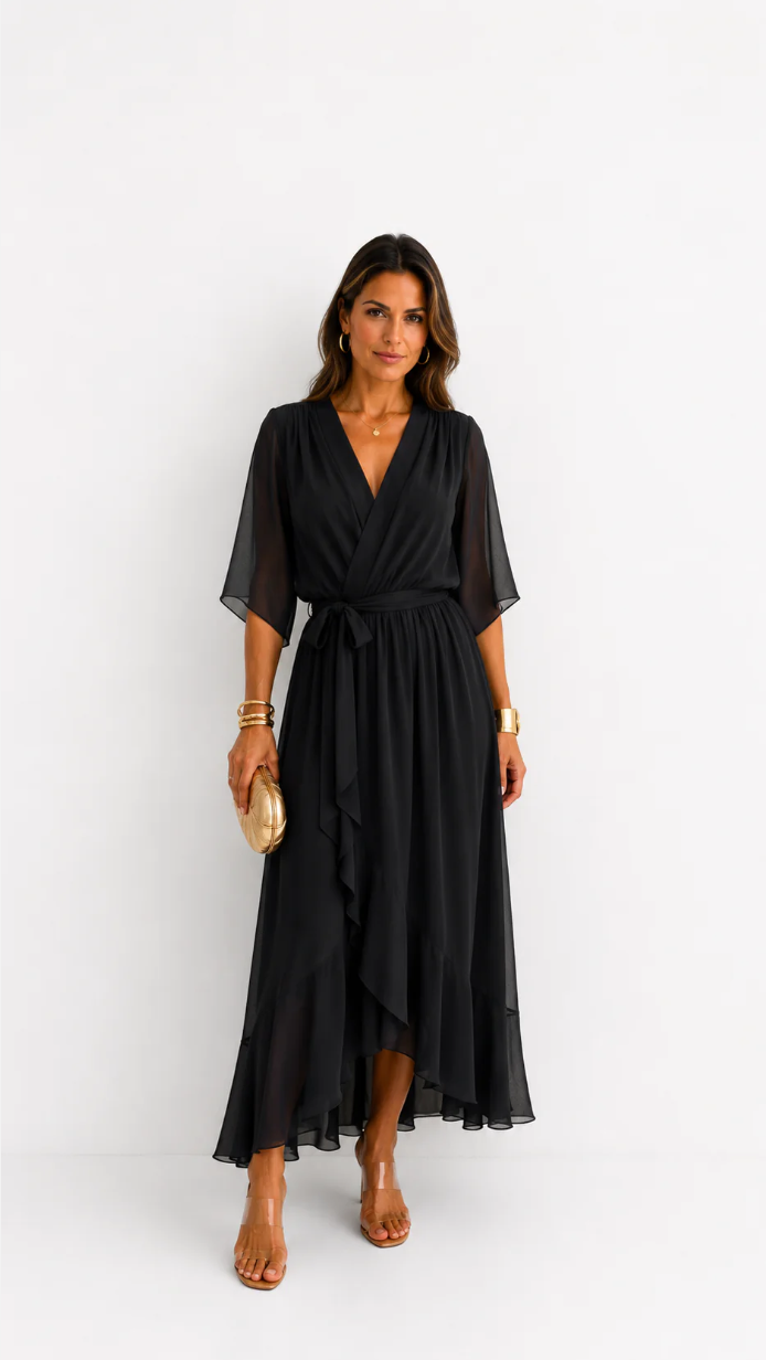 ROBE EN CHIFFON À ENVELOPPER POUR FEMMES